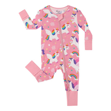 Rainbow Unicorn Anti Slip Zipper Footie/ Romper