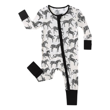 Zebra Anti Slip Zipper Footie/ Romper