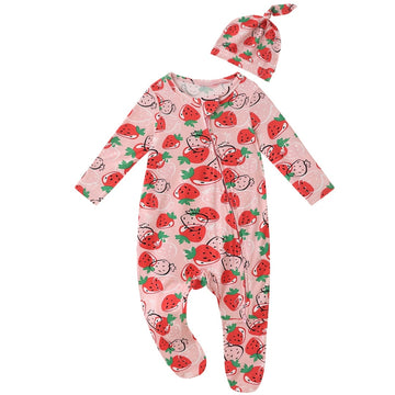Strawberry Zipper Footie