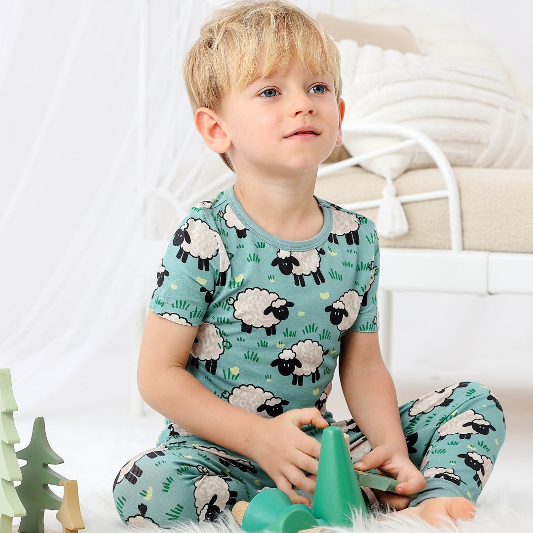 Cute Little Sheep Short Sleeve Two Piece Pajama Set