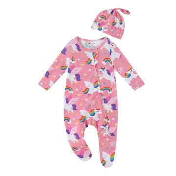 Rainbow Unicorn Zipper Footie