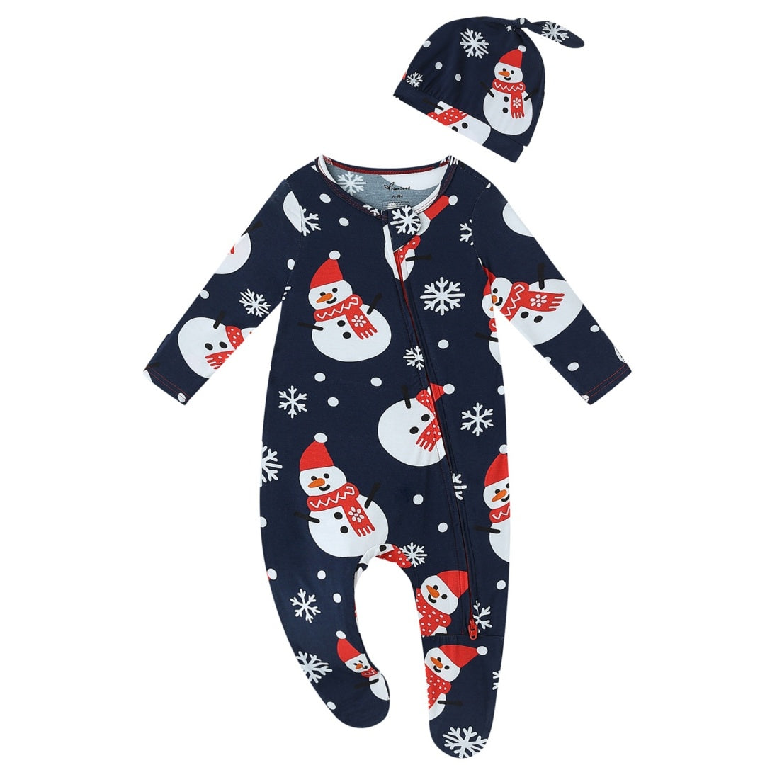 Christmas Snowman Zipper Footie