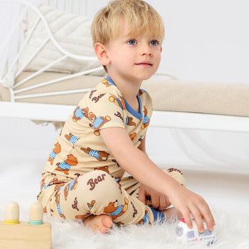 Cute Bear Short Sleeve Two Piece Pajama Set