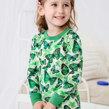 Butterfly Long Sleeve Two Piece Pajama Set