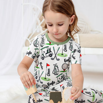 Golf Themed Short Sleeve Two Piece Pajama Set